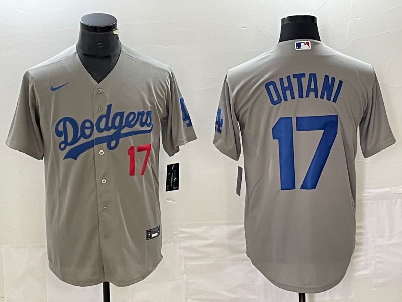 Men Los Angeles Dodgers #17 Ohtani Grey Nike Game MLB Jersey style 4->los angeles dodgers->MLB Jersey